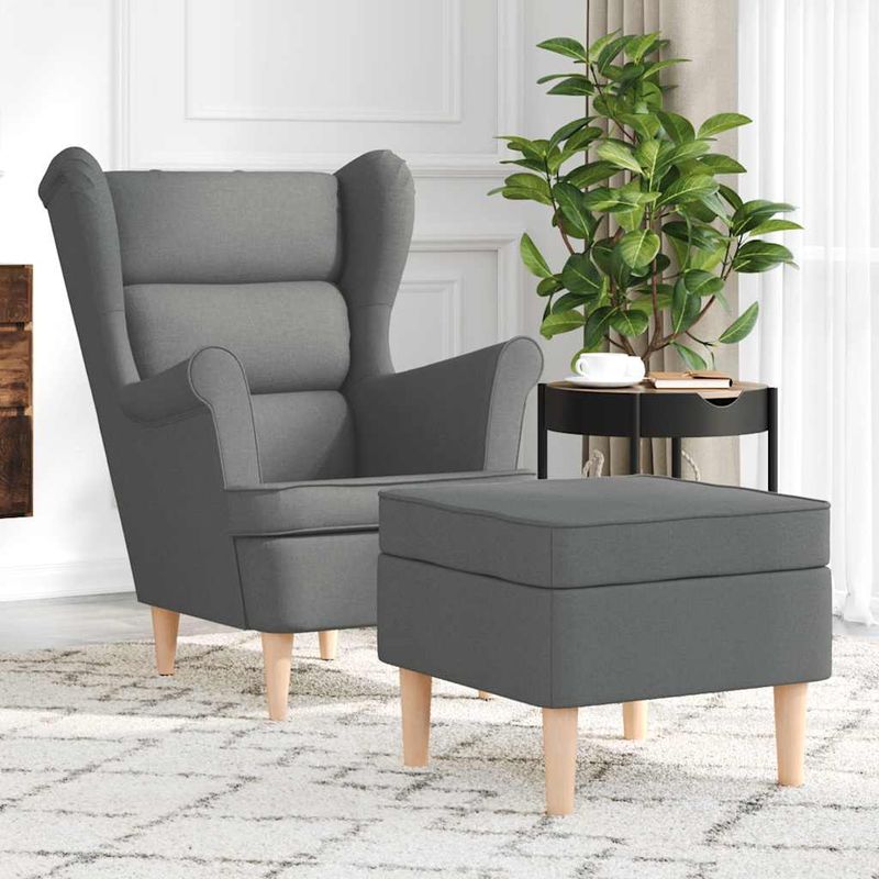 Casa si Gradina - Mobilier - Scaune si fotolii - Fotolii - Fotoliu cu taburet pentru picioare, gri inchis, material textil - Infinity.ro