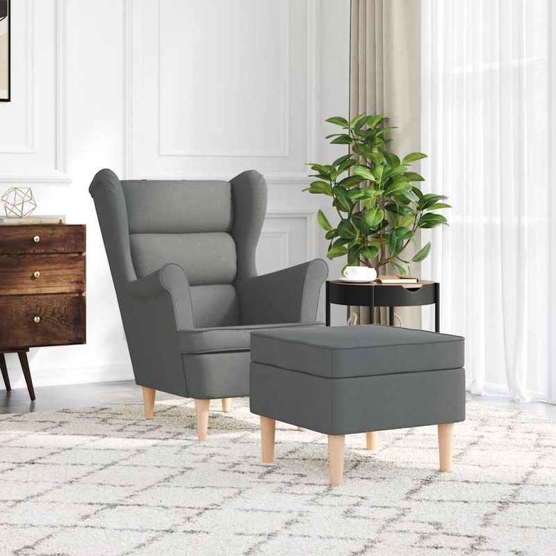 Casa si Gradina - Mobilier - Scaune si fotolii - Fotolii - Fotoliu cu taburet pentru picioare, gri inchis, material textil - Infinity.ro