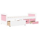 Casa si Gradina - Mobilier - Paturi si accesorii - Paturi - Pat de zi cu 5 sertare fara saltea „IRUN” alb si roz 90x200 cm - Infinity.ro