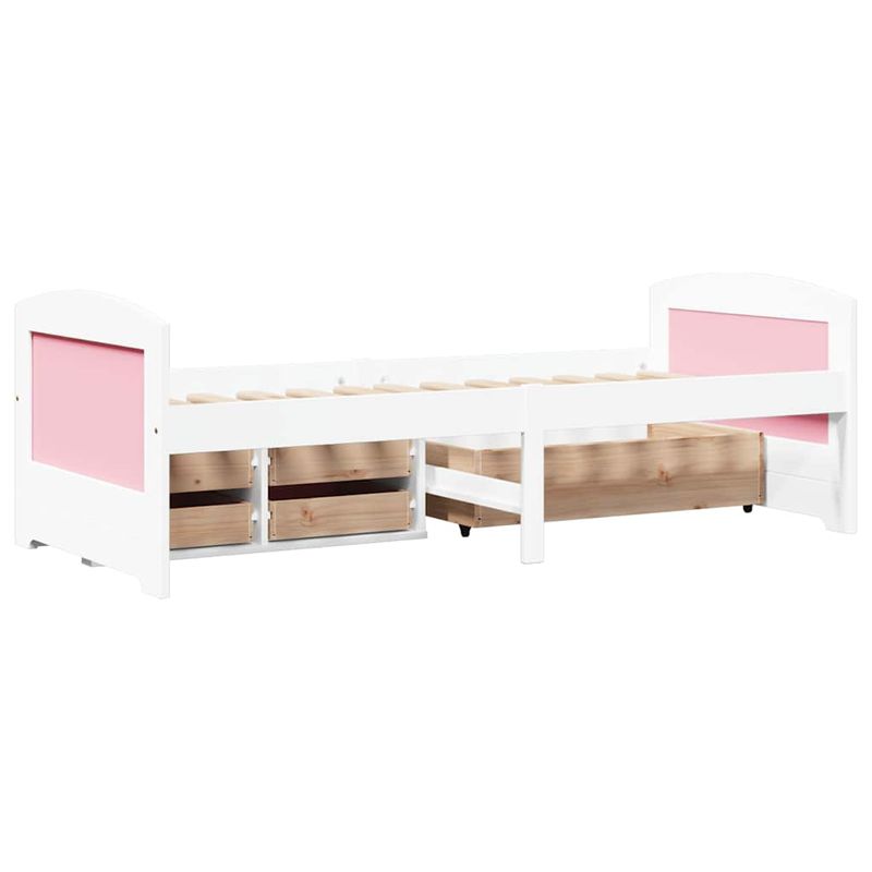 Casa si Gradina - Mobilier - Paturi si accesorii - Paturi - Pat de zi cu 5 sertare fara saltea „IRUN” alb si roz 90x200 cm - Infinity.ro
