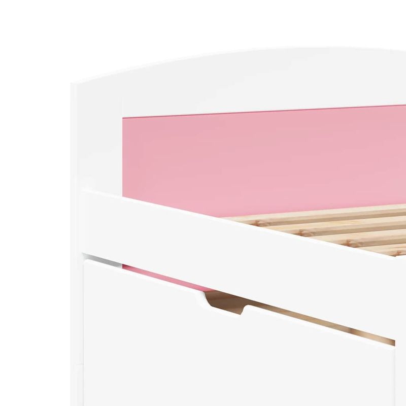 Casa si Gradina - Mobilier - Paturi si accesorii - Paturi - Pat de zi cu 5 sertare fara saltea „IRUN” alb si roz 90x200 cm - Infinity.ro