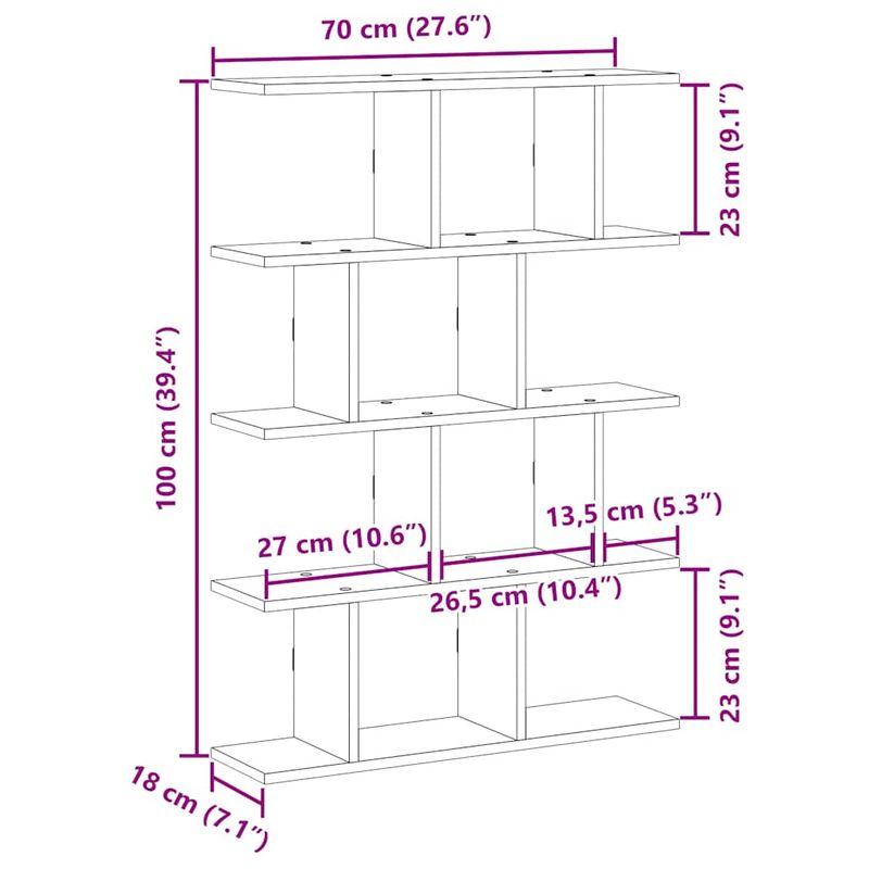 Casa si Gradina - Mobilier - Biblioteci si rafturi - Rafturi - Raft cubic perete 12 compartimente stejar sonoma lemn prelucrat - Infinity.ro