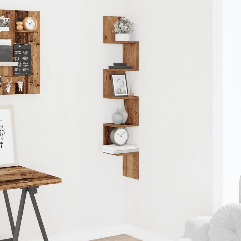 Casa si Gradina - Mobilier - Biblioteci si rafturi - Rafturi - Raft perete pentru colt lemn vechi 20x20x127,5cm lemn prelucrat - Infinity.ro