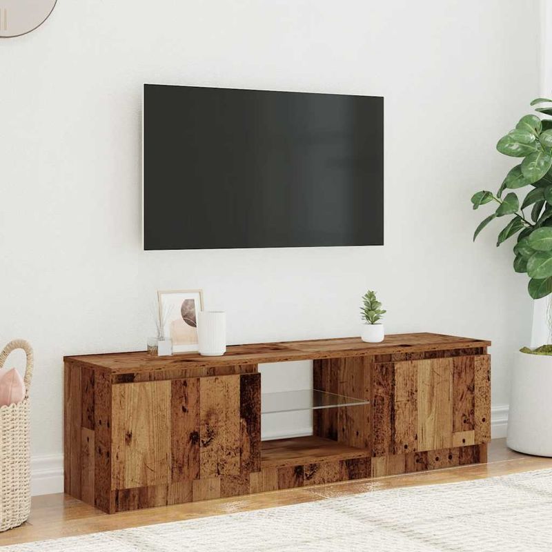 Casa si Gradina - Mobilier - Comode si corpuri - Comode - Dulap TV cu lumini LED lemn vechi 120x30x36 cm lemn prelucrat - Infinity.ro