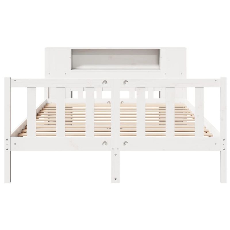 Casa si Gradina - Mobilier - Paturi si accesorii - Paturi - Pat cu biblioteca fara saltea, alb, 150x200 cm, lemn masiv pin - Infinity.ro