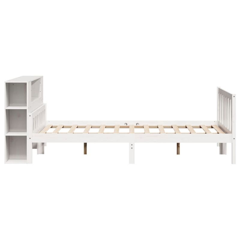 Casa si Gradina - Mobilier - Paturi si accesorii - Paturi - Pat cu biblioteca fara saltea, alb, 150x200 cm, lemn masiv pin - Infinity.ro