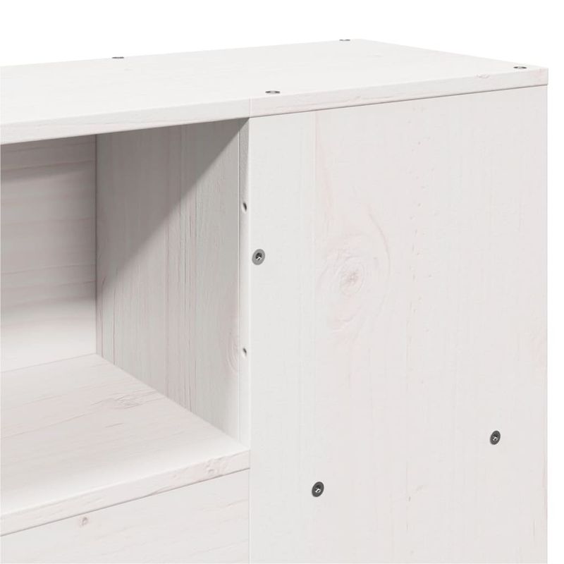 Casa si Gradina - Mobilier - Paturi si accesorii - Paturi - Pat cu biblioteca fara saltea, alb, 150x200 cm, lemn masiv pin - Infinity.ro