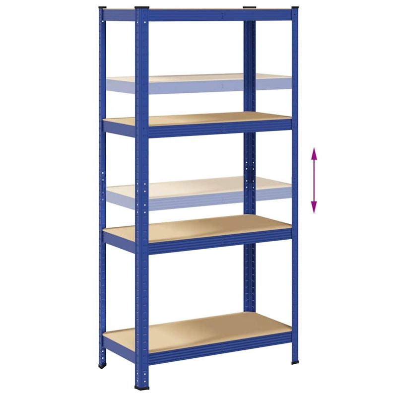 Casa si Gradina - Mobilier - Biblioteci si rafturi - Rafturi - Rafturi de depozitare cu 4 niveluri, 2 buc., albastru otel/lemn - Infinity.ro