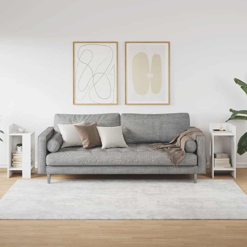 Casa si Gradina - Mobilier - Mese si birouri - Mese living - Mese laterale 2 buc cu raft alb 25,5x27x60 cm - Infinity.ro