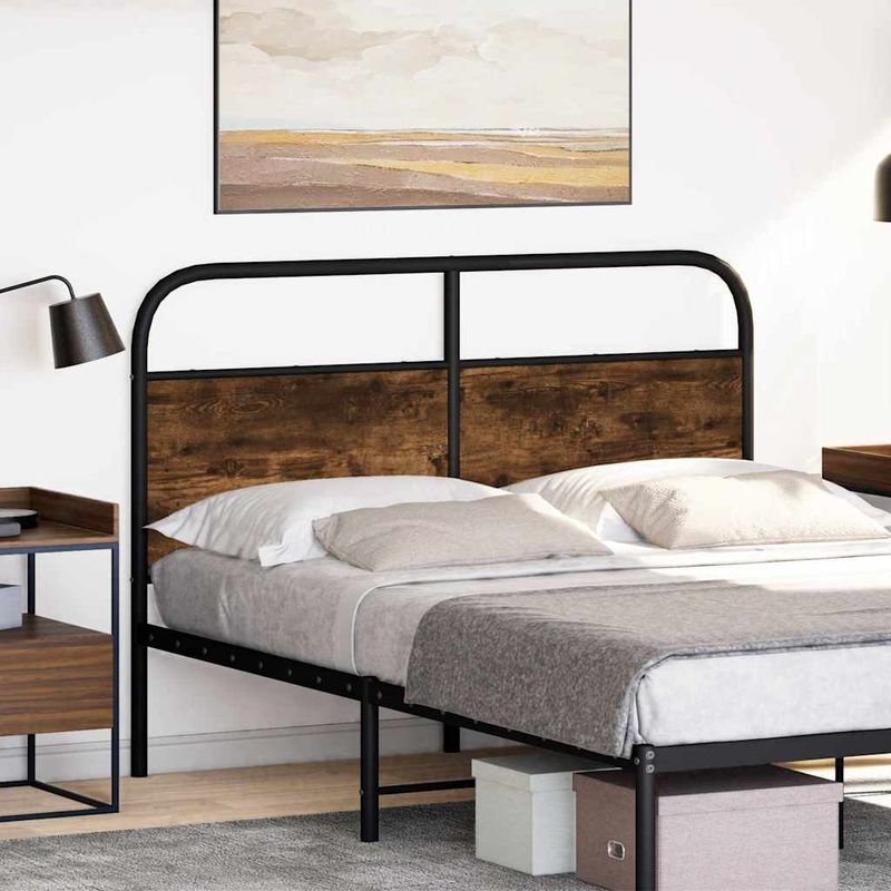 Casa si Gradina - Mobilier - Paturi si accesorii - Accesorii paturi - Tablie stejar afumat 120 cm otel si lemn prelucrat - Infinity.ro