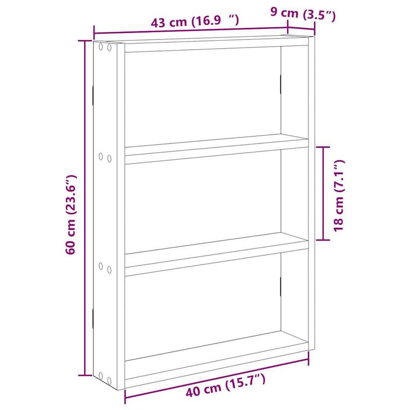 Casa si Gradina - Mobilier - Biblioteci si rafturi - Rafturi - Raft de perete, stejar artizanal, 43x9x60 cm, lemn prelucrat - Infinity.ro