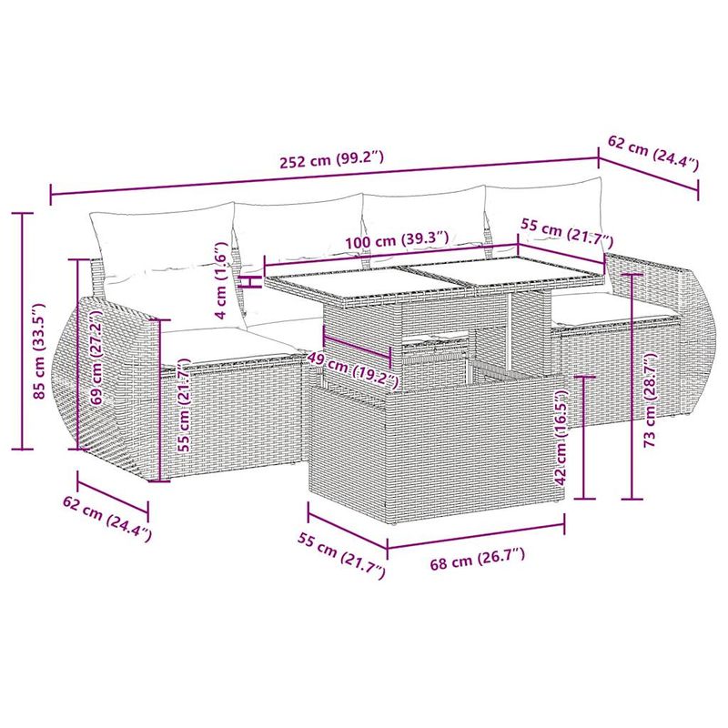 Casa si Gradina - Gradina si terasa - Mobilier exterior - Seturi mobila gradina - Set canapea de gradina cu perne, 5 piese, gri, poliratan - Infinity.ro