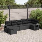 Casa si Gradina - Gradina si terasa - Mobilier exterior - Seturi mobila gradina - Set canapele de gradina cu perne, 7 piese, negru, poliratan - Infinity.ro
