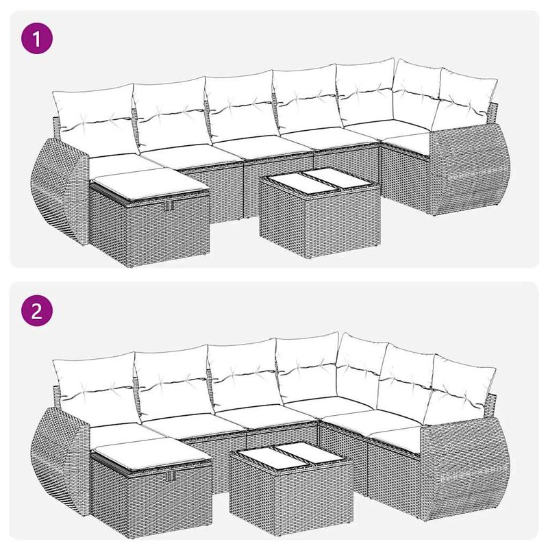 Casa si Gradina - Gradina si terasa - Mobilier exterior - Seturi mobila gradina - Set mobilier de gradina cu perne, 8 piese gri deschis poliratan - Infinity.ro