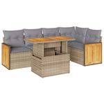 Casa si Gradina - Gradina si terasa - Mobilier exterior - Seturi mobila gradina - Set canapele gradina cu perne 6 piese bej poliratan/lemn acacia - Infinity.ro