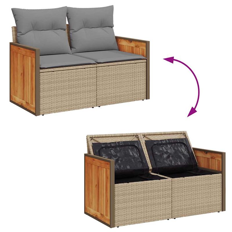Casa si Gradina - Gradina si terasa - Mobilier exterior - Seturi mobila gradina - Set canapele gradina cu perne 6 piese bej poliratan/lemn acacia - Infinity.ro