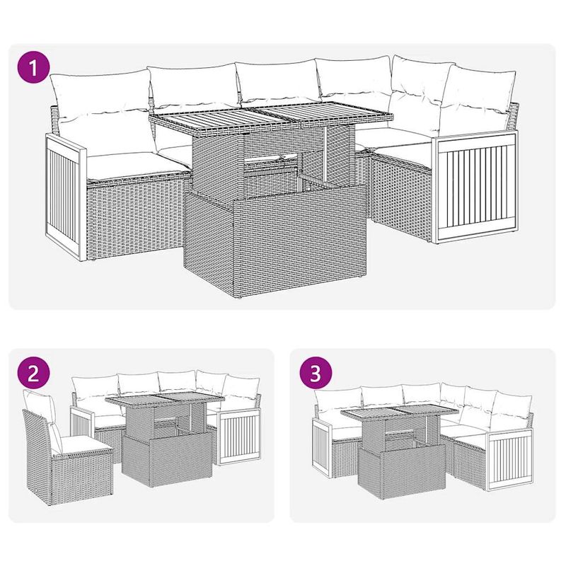 Casa si Gradina - Gradina si terasa - Mobilier exterior - Seturi mobila gradina - Set canapele gradina cu perne 6 piese bej poliratan/lemn acacia - Infinity.ro