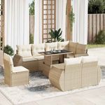 Casa si Gradina - Gradina si terasa - Mobilier exterior - Seturi mobila gradina - Set canapele de gradina, 9 piese, cu perne, bej, poliratan - Infinity.ro