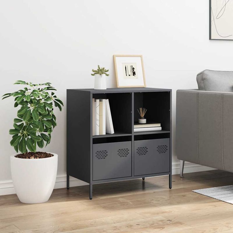 Casa si Gradina - Mobilier - Comode si corpuri - Comode - Dulap, antracit, 68x39x73,5 cm, otel laminat la rece - Infinity.ro