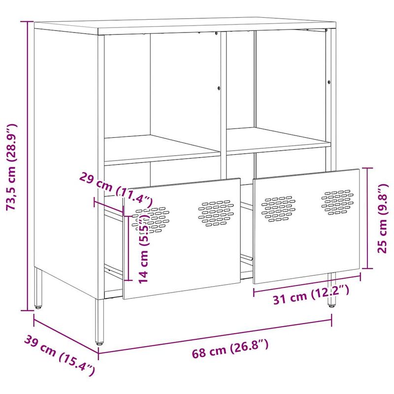Casa si Gradina - Mobilier - Comode si corpuri - Comode - Dulap, antracit, 68x39x73,5 cm, otel laminat la rece - Infinity.ro