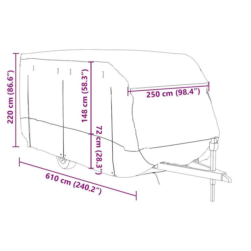 Auto si Moto - Intretinere auto - Huse auto - Husa de rulota gri 610x250x220 cm Tesatura netesuta - Infinity.ro