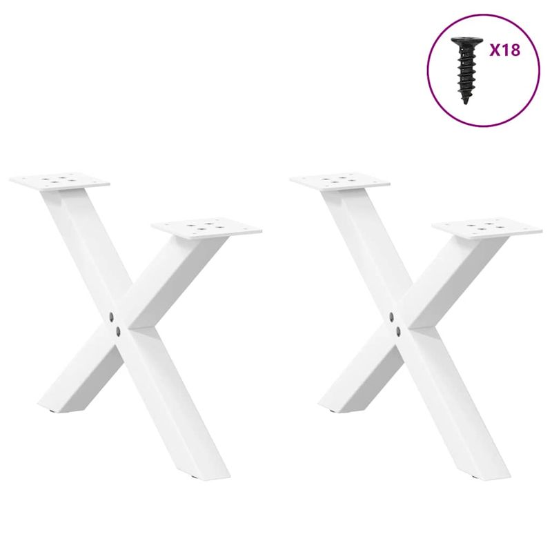 Casa si Gradina - Mobilier - Feronerie si accesorii mobila - Picioare masuta cafea in forma X, 2 buc alb 50x(30-31) cm otel, mărime 50x(30-31) cm (40 mm) - Infinity.ro