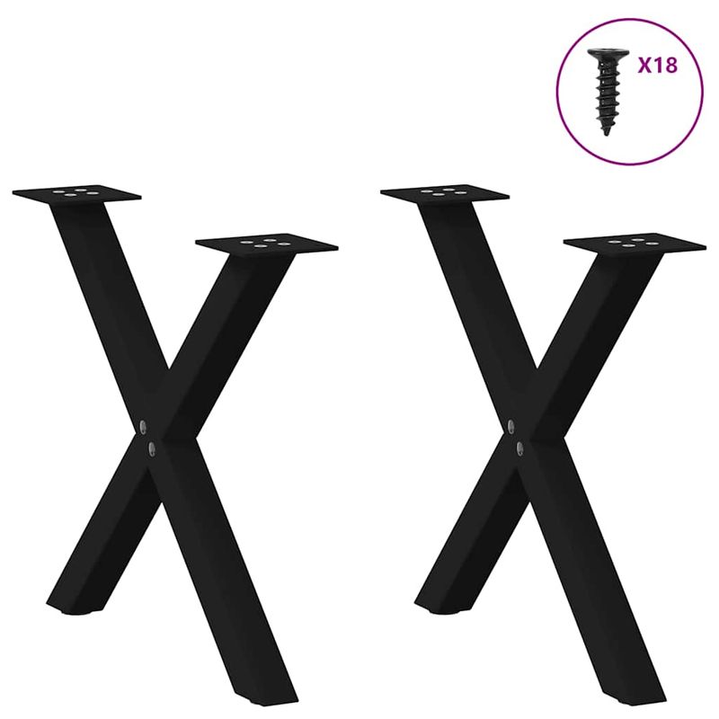 Casa si Gradina - Mobilier - Feronerie si accesorii mobila - Picioare masuta de cafea in forma de X 2 buc Negru Otel - Infinity.ro