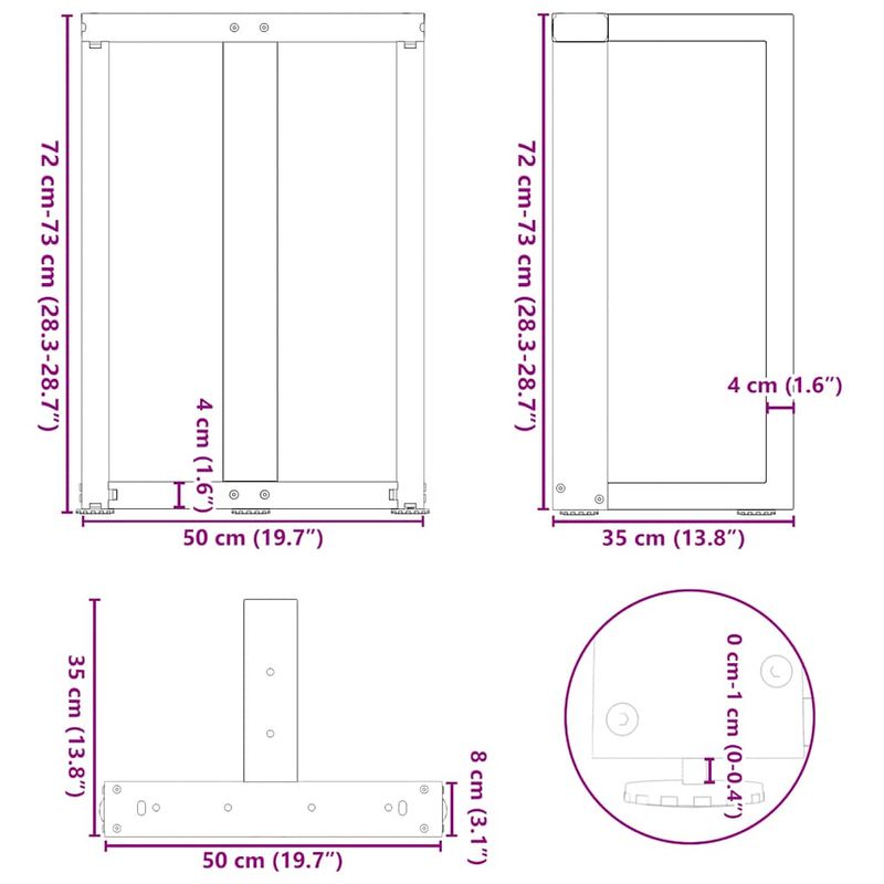 Casa si Gradina - Mobilier - Feronerie si accesorii mobila - Picioare pentru masa in forma de T, 2 buc Antracit Otel, mărime 50x35x(72-73) cm - Infinity.ro