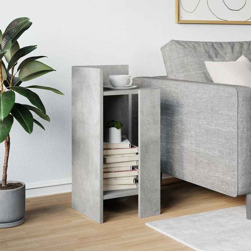 Casa si Gradina - Mobilier - Mese si birouri - Mese living - Masa laterala cu polita gri beton 25,5x27x60 cm - Infinity.ro