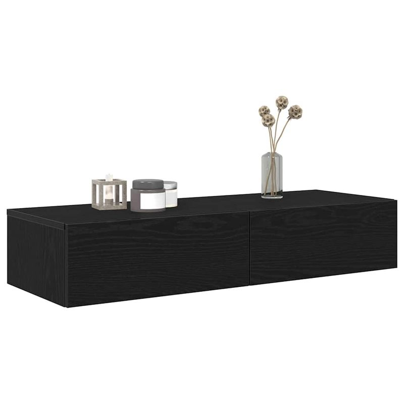 Casa si Gradina - Mobilier - Biblioteci si rafturi - Rafturi - Raft de perete cu sertare negru 100x36x19 cm lemn prelucrat - Infinity.ro