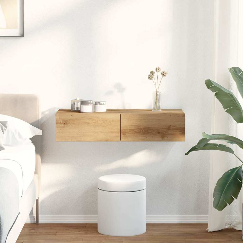 Casa si Gradina - Mobilier - Biblioteci si rafturi - Rafturi - Raft de perete cu sertare Stejar artizanal Lemn prelucrat, mărime 80x33x17 cm - Infinity.ro