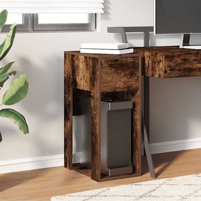 Casa si Gradina - Mobilier - Mese si birouri - Birouri - Suport turn pentru computer cu sertar Stejar afumat 30x44x74 cm - Infinity.ro
