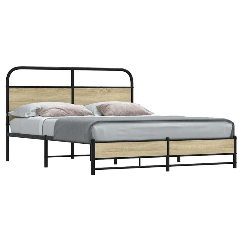 Casa si Gradina - Mobilier - Paturi si accesorii - Paturi - Cadru de pat metalic fara saltea, stejar sonoma, 160x200 cm - Infinity.ro