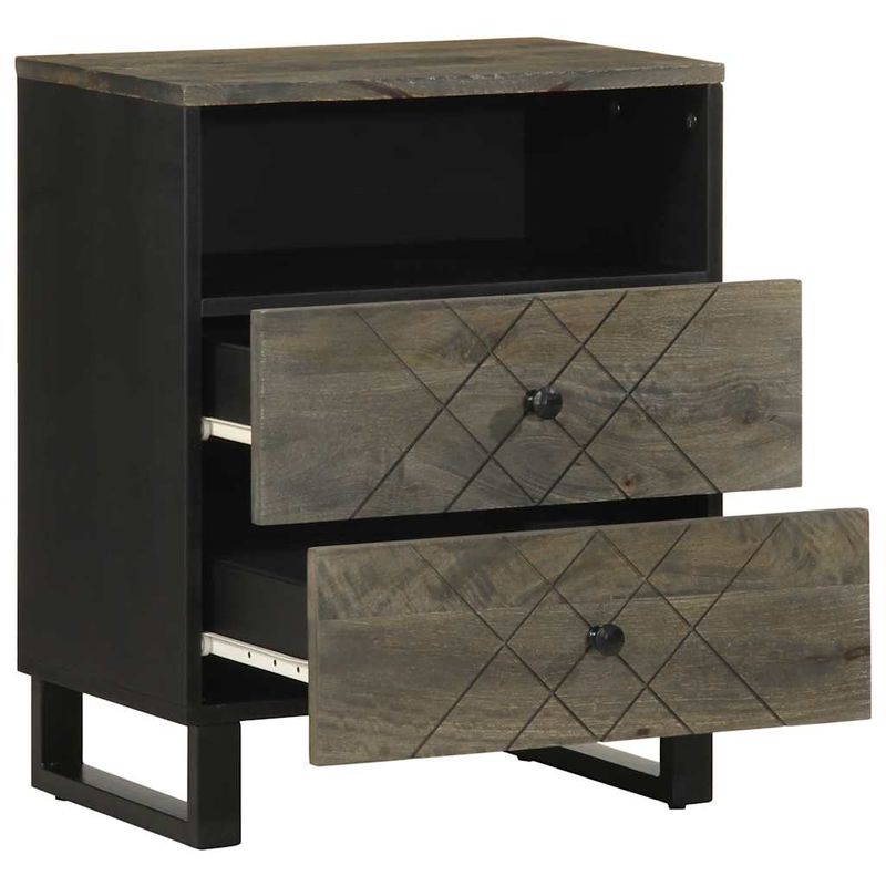 Casa si Gradina - Mobilier - Comode si corpuri - Noptiere - Noptiera neagra 50x33x62 cm lemn masiv de mango - Infinity.ro