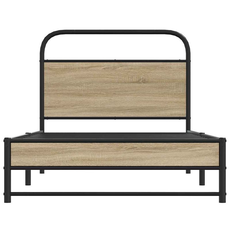 Casa si Gradina - Mobilier - Paturi si accesorii - Paturi - Cadru de pat fara saltea 90x190cm Stejar fumuriu lemn prelucrat, model cu tăblie de cap și tăblie de picioare joasă dublă - Infinity.ro