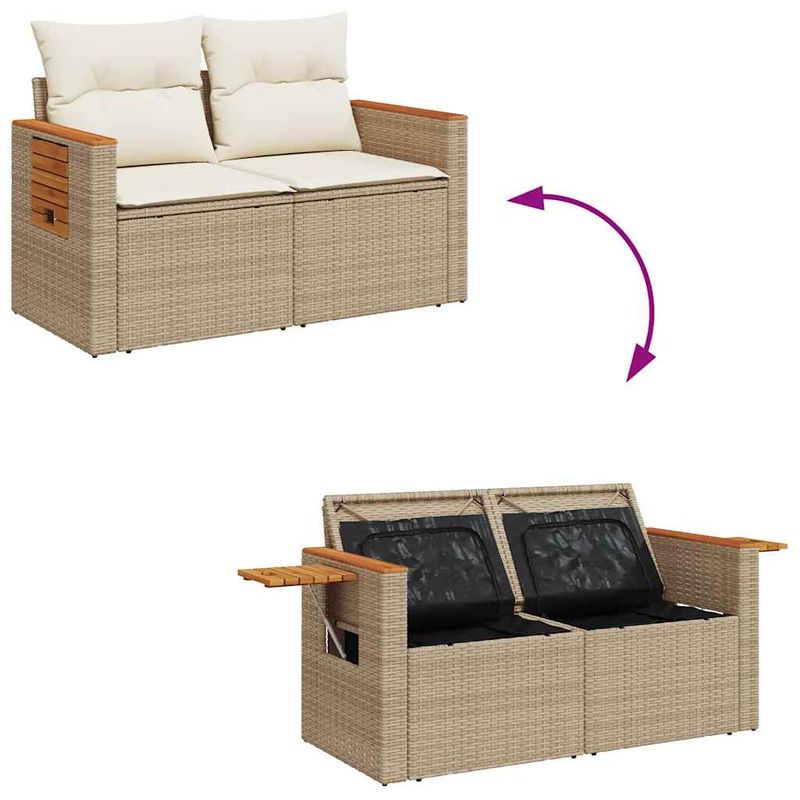 Casa si Gradina - Gradina si terasa - Mobilier exterior - Seturi mobila gradina - Set canapele gradina cu perne 8 piese bej poliratan/lemn acacia - Infinity.ro