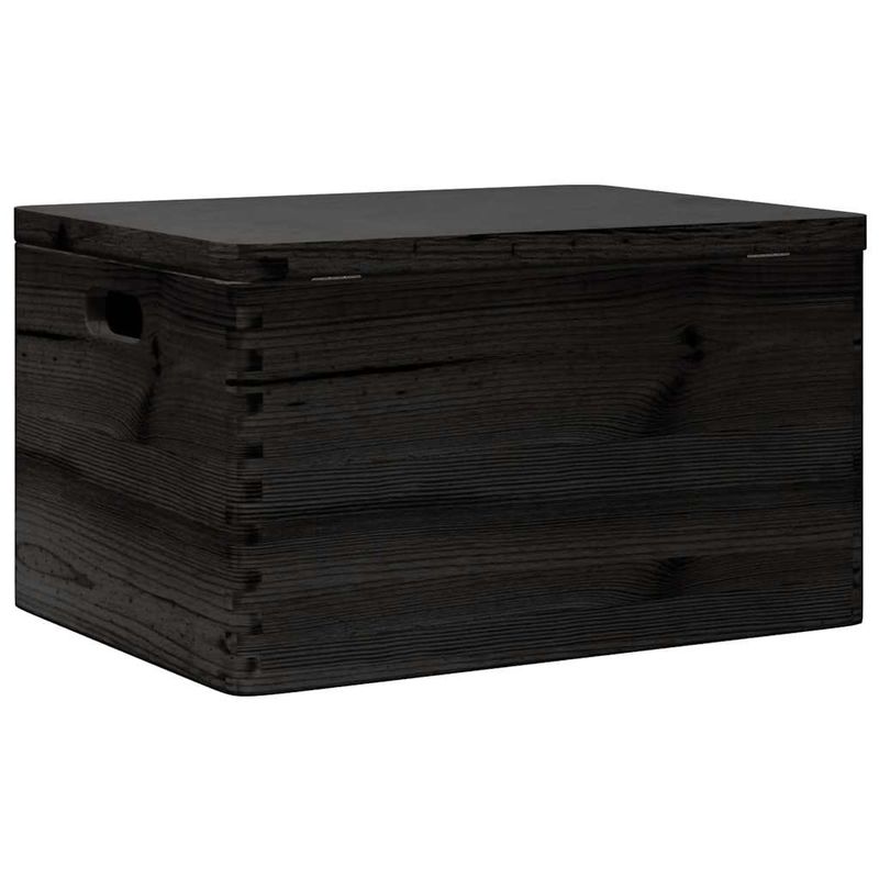 Casa si Gradina - Mobilier - Organizare si depozitare - Cutii depozitare - Cutie din lemn cu capac și manere negru lemn masiv de pin, mărime 40x30x23 cm - Infinity.ro