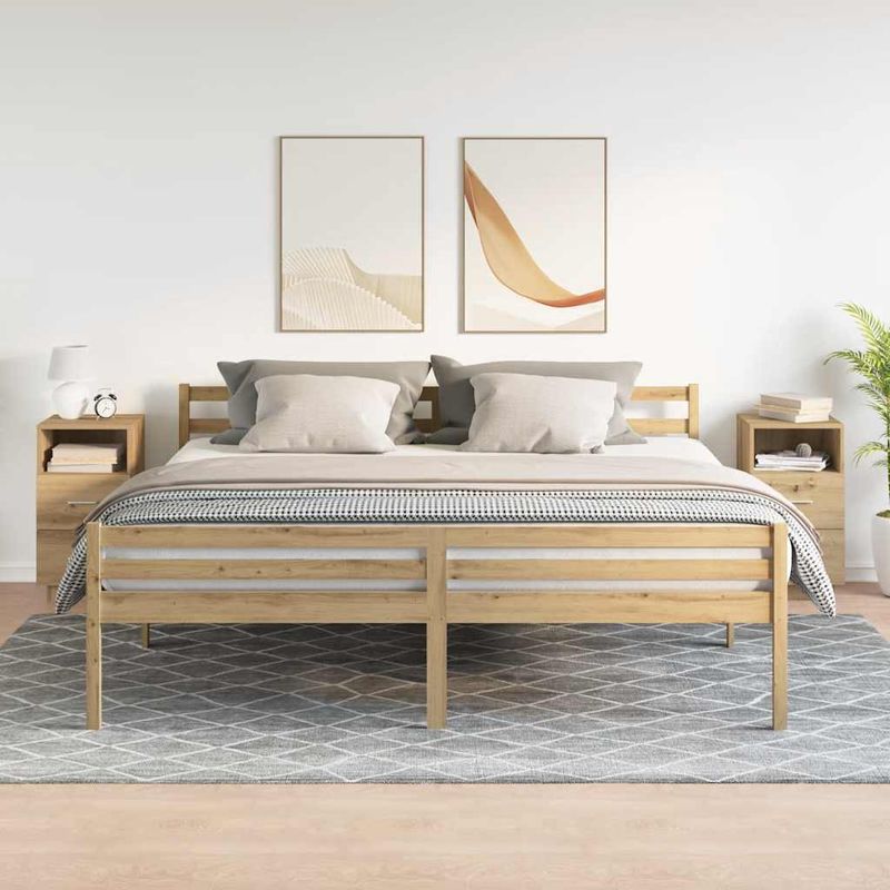 Casa si Gradina - Mobilier - Comode si corpuri - Noptiere - Noptiere 2 buc cu 2 sertare Stejar artizanal 36x36x68 cm - Infinity.ro