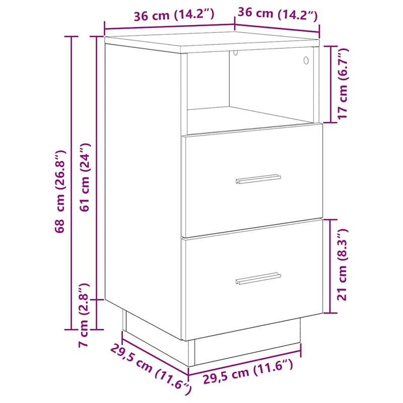 Casa si Gradina - Mobilier - Comode si corpuri - Noptiere - Noptiere 2 buc cu 2 sertare Stejar artizanal 36x36x68 cm - Infinity.ro
