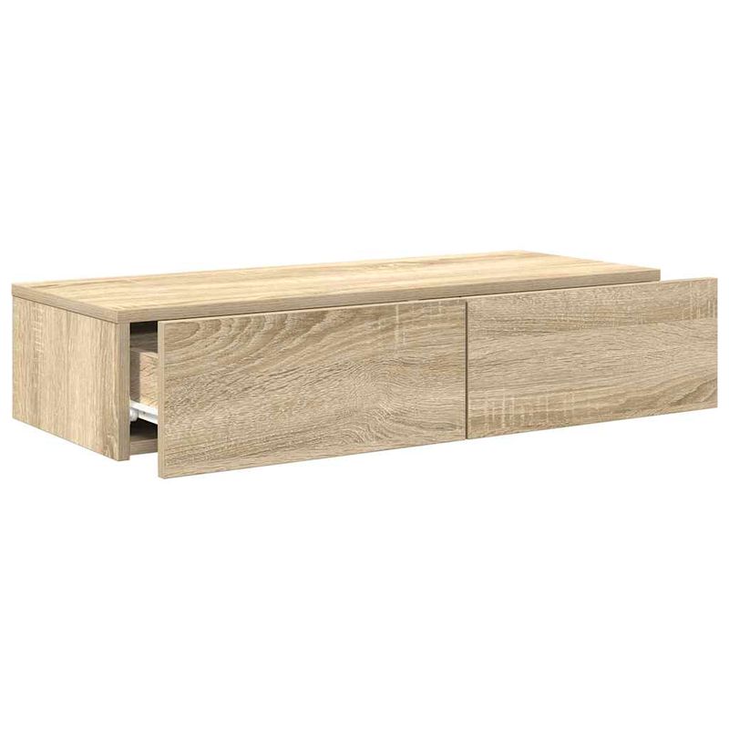 Casa si Gradina - Mobilier - Biblioteci si rafturi - Rafturi - Raft de perete cu sertare Stejar Sonoma lemn prelucrat, mărime 80x33x17 cm - Infinity.ro
