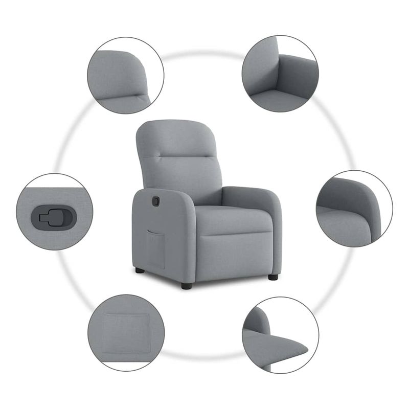 Casa si Gradina - Mobilier - Scaune si fotolii - Fotolii - Fotoliu rabatabil, gri deschis, material textil - Infinity.ro