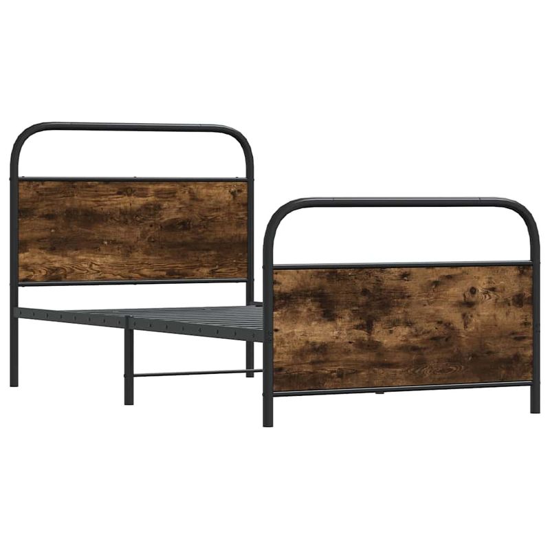 Casa si Gradina - Mobilier - Paturi si accesorii - Paturi - Cadru de pat fara saltea 107x203 cm Stejar fumuriu, model cu tăblie și suport de picioare - Infinity.ro