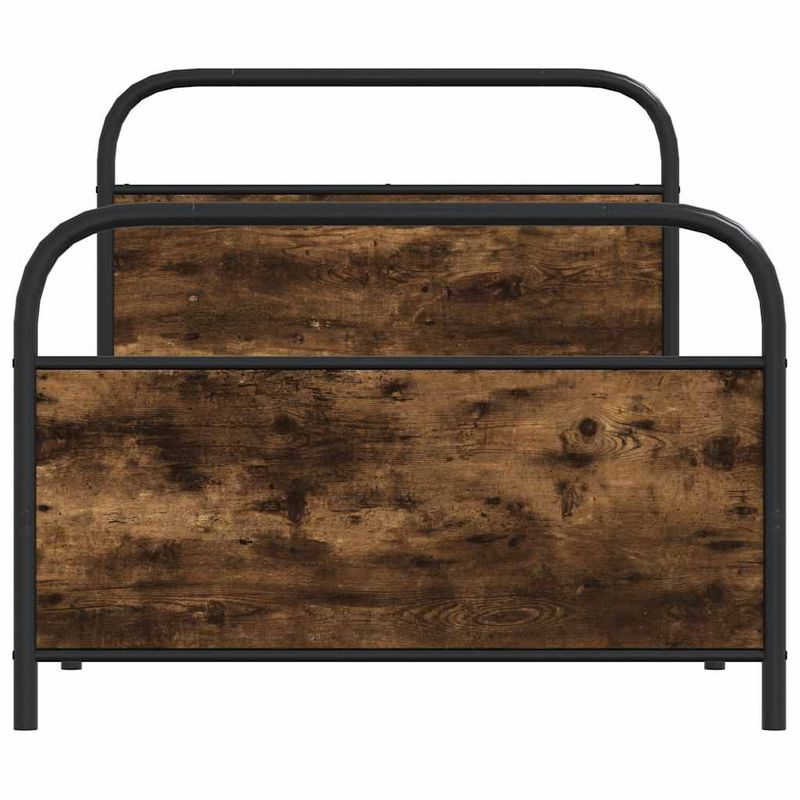 Casa si Gradina - Mobilier - Paturi si accesorii - Paturi - Cadru de pat fara saltea 107x203 cm Stejar fumuriu, model cu tăblie și suport de picioare - Infinity.ro