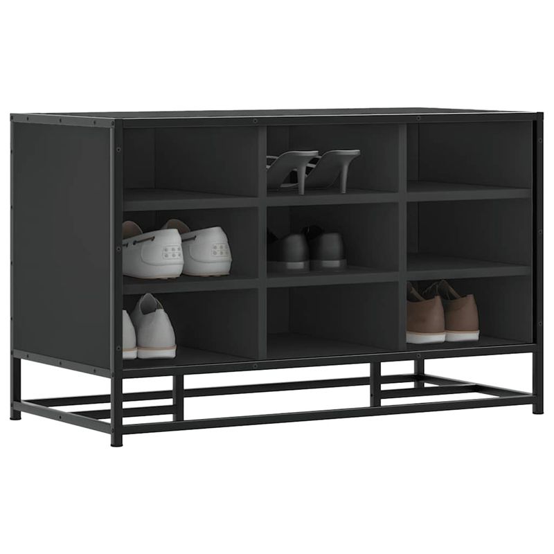 Casa si Gradina - Mobilier - Organizare si depozitare - Bancute - Banca de pantofi neagra 84x40x53,5 cm lemn si metal prelucrat - Infinity.ro