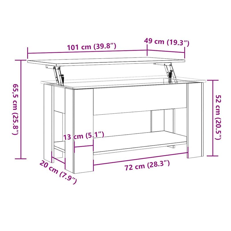 Casa si Gradina - Mobilier - Mese si birouri - Masute de cafea - Masuta de cafea, stejar artizanal, 101x49x52 cm, lemn prelucrat - Infinity.ro