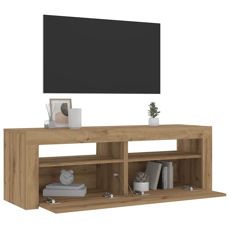 Casa si Gradina - Mobilier - Comode si corpuri - Noptiere - Noptiere cu lumini LED, 2 buc.,Stejar artizanal, 60x35x40 cm - Infinity.ro