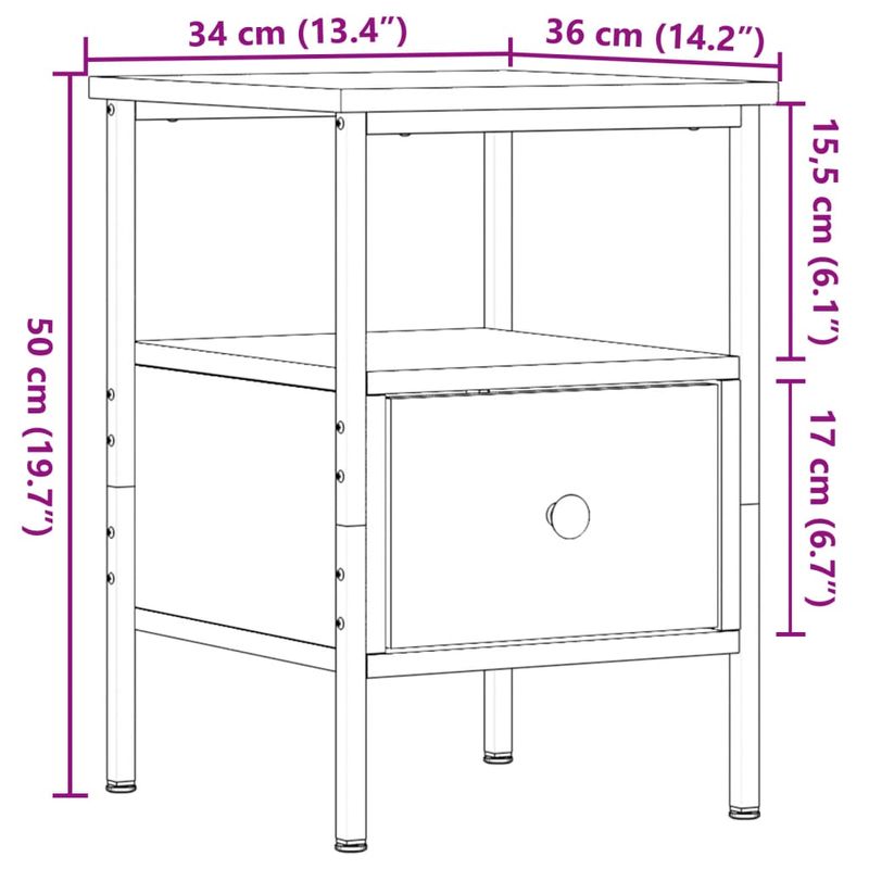 Casa si Gradina - Mobilier - Comode si corpuri - Noptiere - Noptiere, 2 buc., stejar artizanal, 34x36x50 cm, lemn prelucrat - Infinity.ro