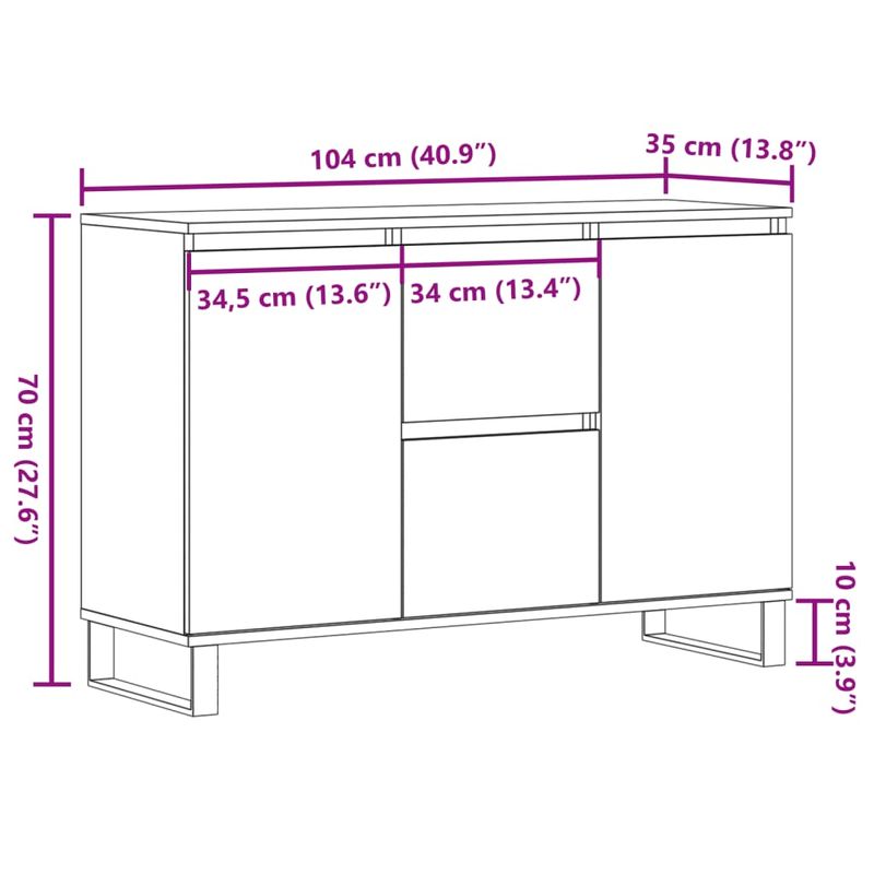 Casa si Gradina - Mobilier - Comode si corpuri - Comode - Servanta, stejar artizanal, 104x35x70 cm, lemn prelucrat - Infinity.ro