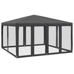 Casa si Gradina - Gradina si terasa - Umbrele si pavilioane - Pavilioane - Cort de petrecere cu 8 pereti din plasa, antracit, 4x4 m, HDPE - Infinity.ro