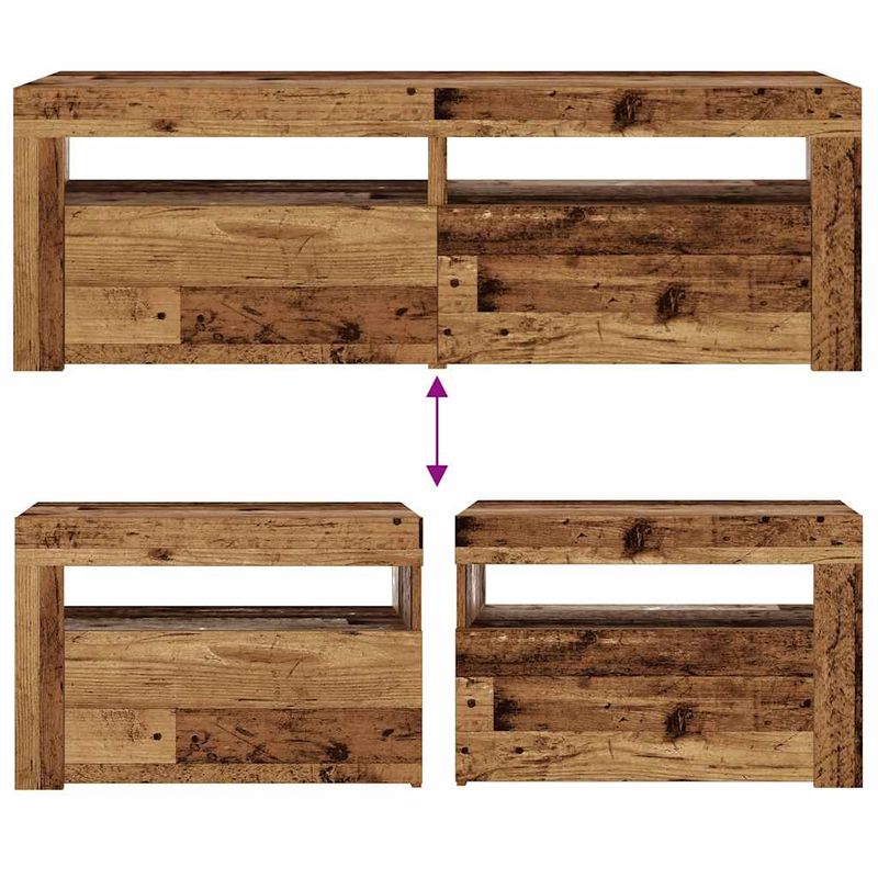 Casa si Gradina - Mobilier - Comode si corpuri - Noptiere - Noptiere cu lumini LED, 2 buc.,Stejar artizanal, 60x35x40 cm - Infinity.ro